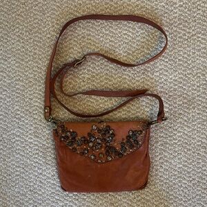 Campomaggi Small Tan Studded Leather Crossbody Bag